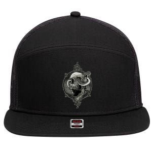 Skull And Snake 7 Panel Mesh Trucker Snapback Hat