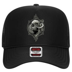 Skull And Snake High Crown Mesh Back Trucker Hat