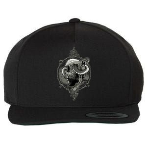 Skull And Snake Wool Snapback Cap