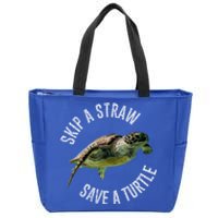 Skip A Straw Save A Turtle Design Environt Great Gift Zip Tote Bag