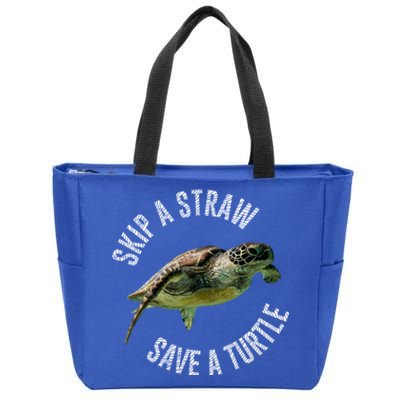 Skip A Straw Save A Turtle Design Environt Great Gift Zip Tote Bag