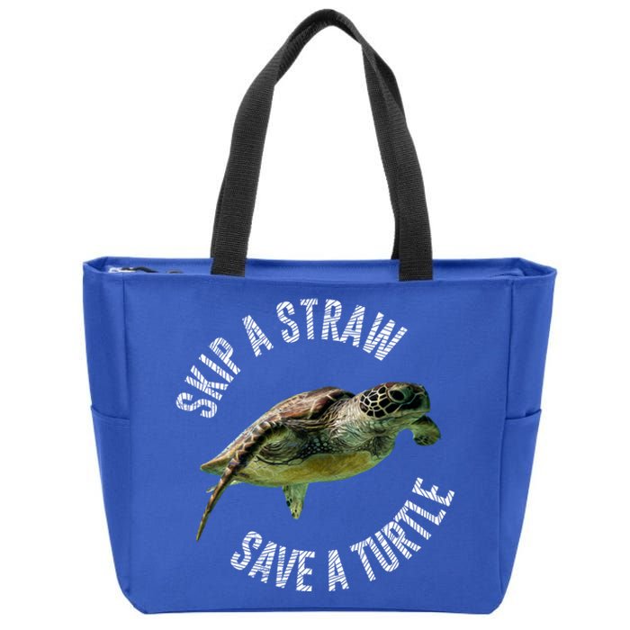 Skip A Straw Save A Turtle Design Environt Great Gift Zip Tote Bag