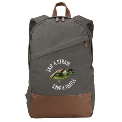 Skip A Straw Save A Turtle Design Environt Great Gift Cotton Canvas Backpack