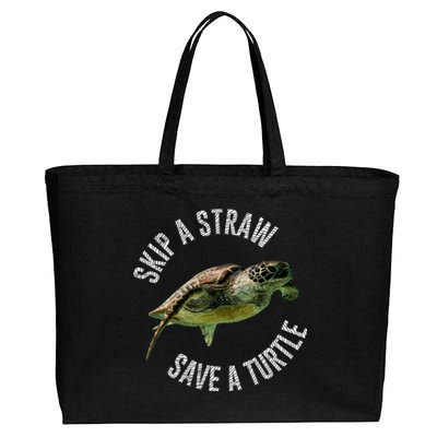 Skip A Straw Save A Turtle Design Environt Great Gift Cotton Canvas Jumbo Tote