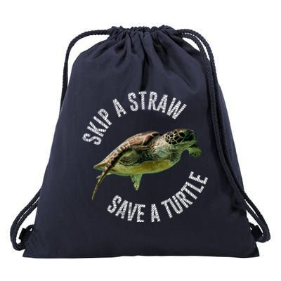 Skip A Straw Save A Turtle Design Environt Great Gift Drawstring Bag