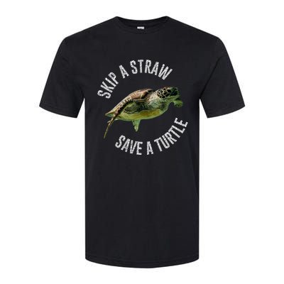 Skip A Straw Save A Turtle Design Environt Great Gift Softstyle CVC T-Shirt