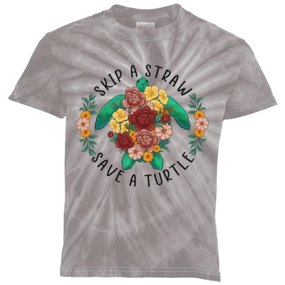 Skip A Straw Save A Turtle Art Happy Earth Day Kids Tie-Dye T-Shirt