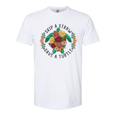 Skip A Straw Save A Turtle Art Happy Earth Day Softstyle CVC T-Shirt