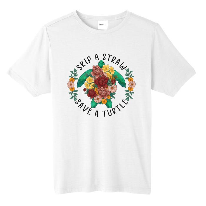 Skip A Straw Save A Turtle Art Happy Earth Day Tall Fusion ChromaSoft Performance T-Shirt