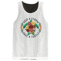 Skip A Straw Save A Turtle Art Happy Earth Day Mesh Reversible Basketball Jersey Tank