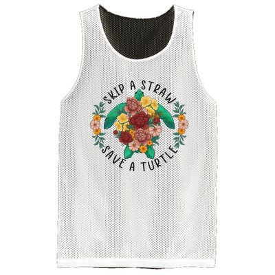 Skip A Straw Save A Turtle Art Happy Earth Day Mesh Reversible Basketball Jersey Tank