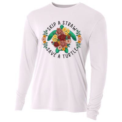 Skip A Straw Save A Turtle Art Happy Earth Day Cooling Performance Long Sleeve Crew