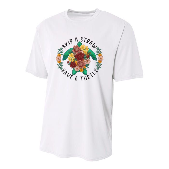 Skip A Straw Save A Turtle Art Happy Earth Day Youth Performance Sprint T-Shirt