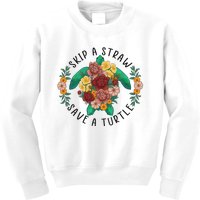 Skip A Straw Save A Turtle Art Happy Earth Day Kids Sweatshirt