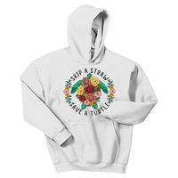 Skip A Straw Save A Turtle Art Happy Earth Day Kids Hoodie