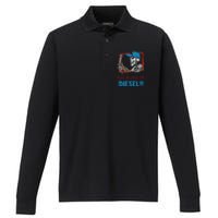 Stop And Smell The Diesel!! Performance Long Sleeve Polo