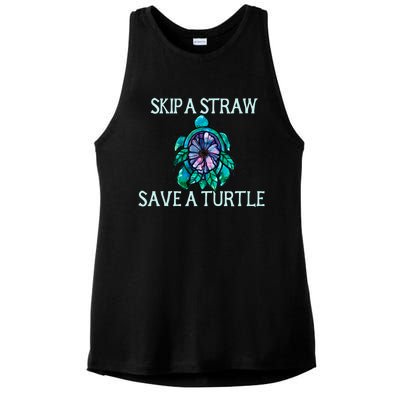 Skip A Straw Save A Turtle Gift Ladies PosiCharge Tri-Blend Wicking Tank