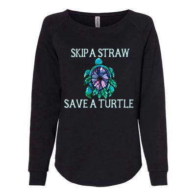 Skip A Straw Save A Turtle Gift Womens California Wash Sweatshirt