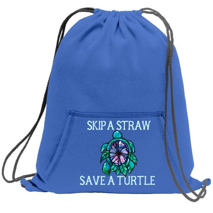 Skip A Straw Save A Turtle Gift Sweatshirt Cinch Pack Bag