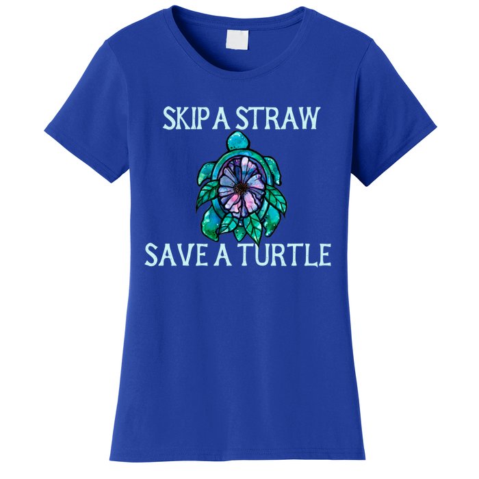 Skip A Straw Save A Turtle Gift Women's T-Shirt