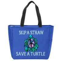 Skip A Straw Save A Turtle Gift Zip Tote Bag