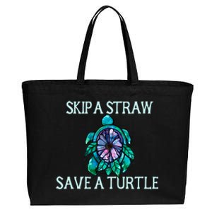 Skip A Straw Save A Turtle Gift Cotton Canvas Jumbo Tote