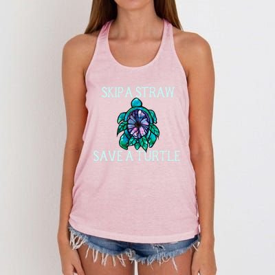 Skip A Straw Save A Turtle Gift Women's Knotted Racerback Tank