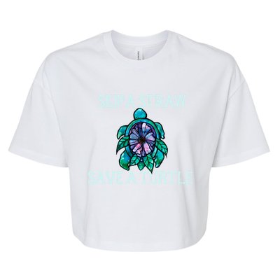 Skip A Straw Save A Turtle Gift Bella+Canvas Jersey Crop Tee