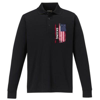 Skiing And Skiers Usa Cool Gift Performance Long Sleeve Polo