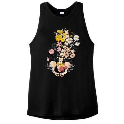 Scoliosis Awareness Spinal Fusion Back Surgery Botanical Ladies PosiCharge Tri-Blend Wicking Tank