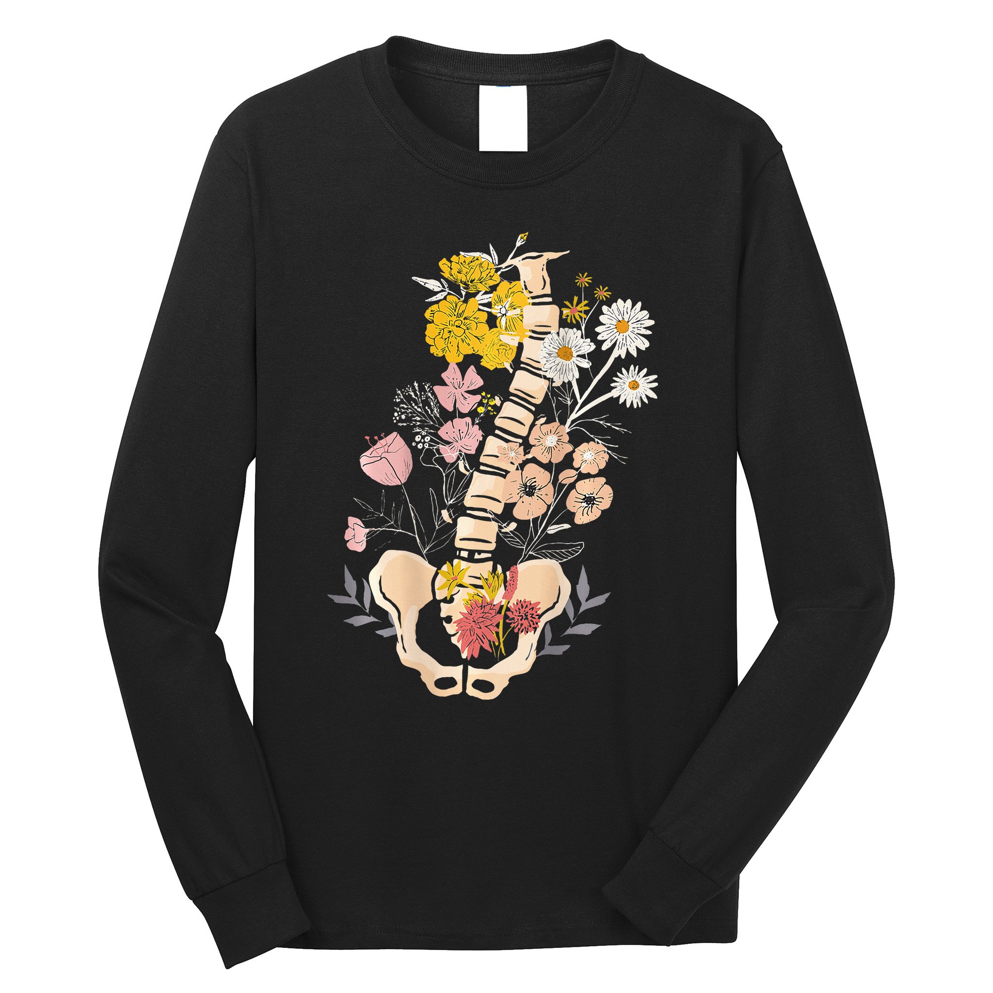 Scoliosis Awareness Spinal Fusion Back Surgery Botanical Long Sleeve Shirt