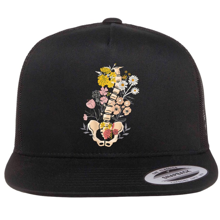 Scoliosis Awareness Spinal Fusion Back Surgery Botanical Flat Bill Trucker Hat