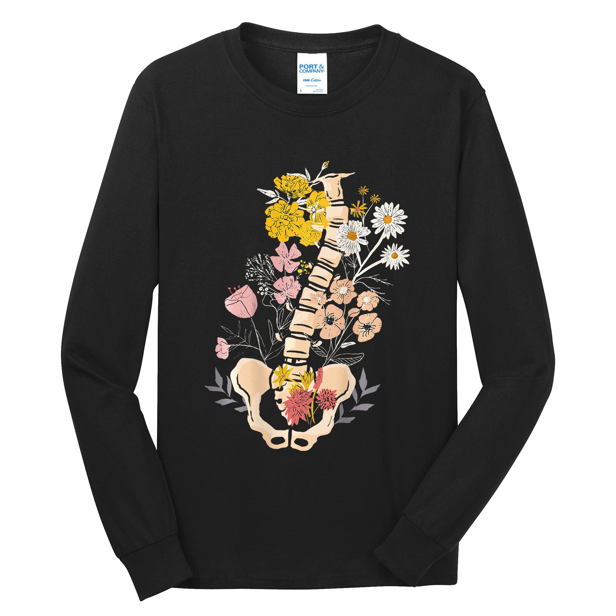 Scoliosis Awareness Spinal Fusion Back Surgery Botanical Tall Long Sleeve T-Shirt