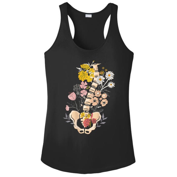 Scoliosis Awareness Spinal Fusion Back Surgery Botanical Ladies PosiCharge Competitor Racerback Tank