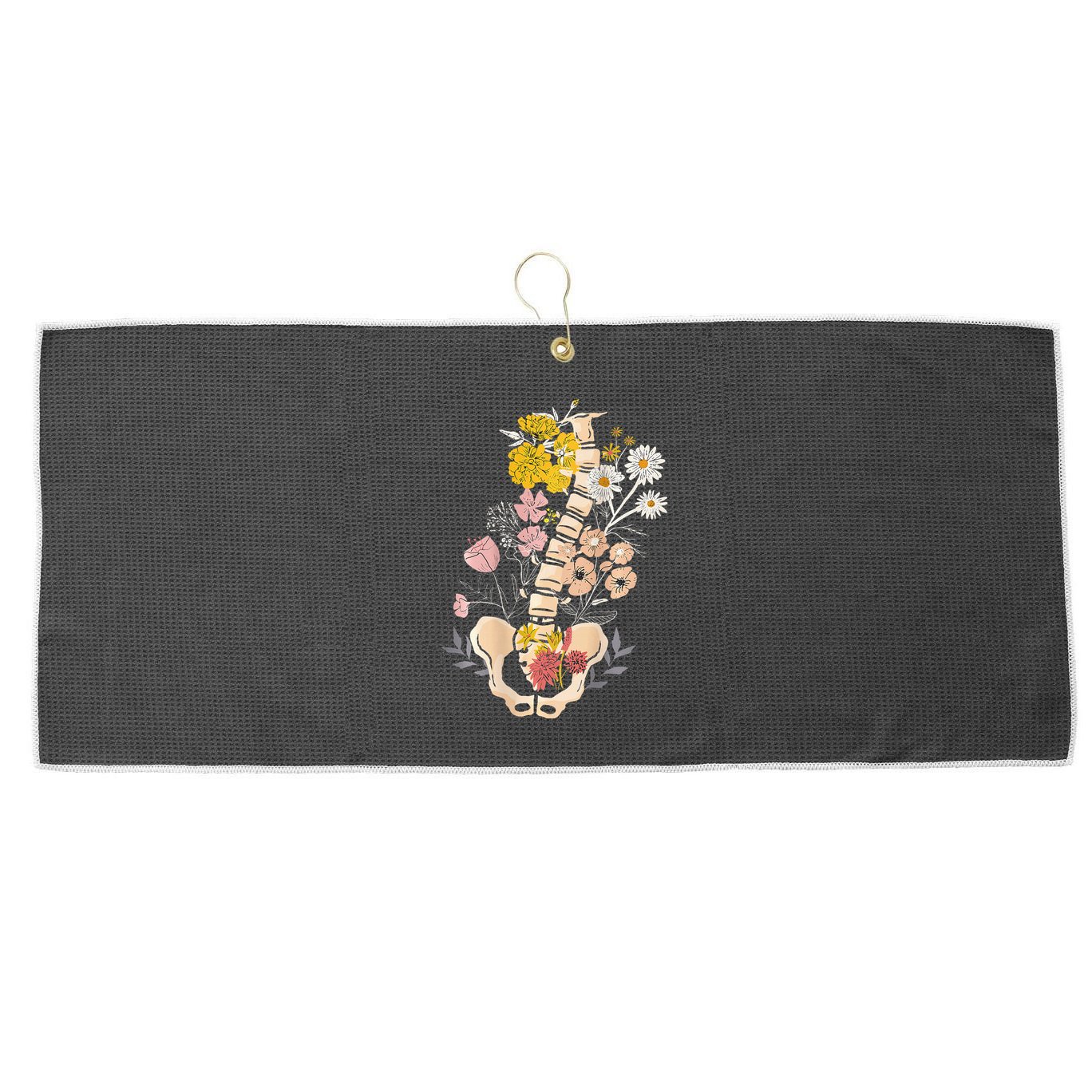 Scoliosis Awareness Spinal Fusion Back Surgery Botanical Large Microfiber Waffle Golf Towel