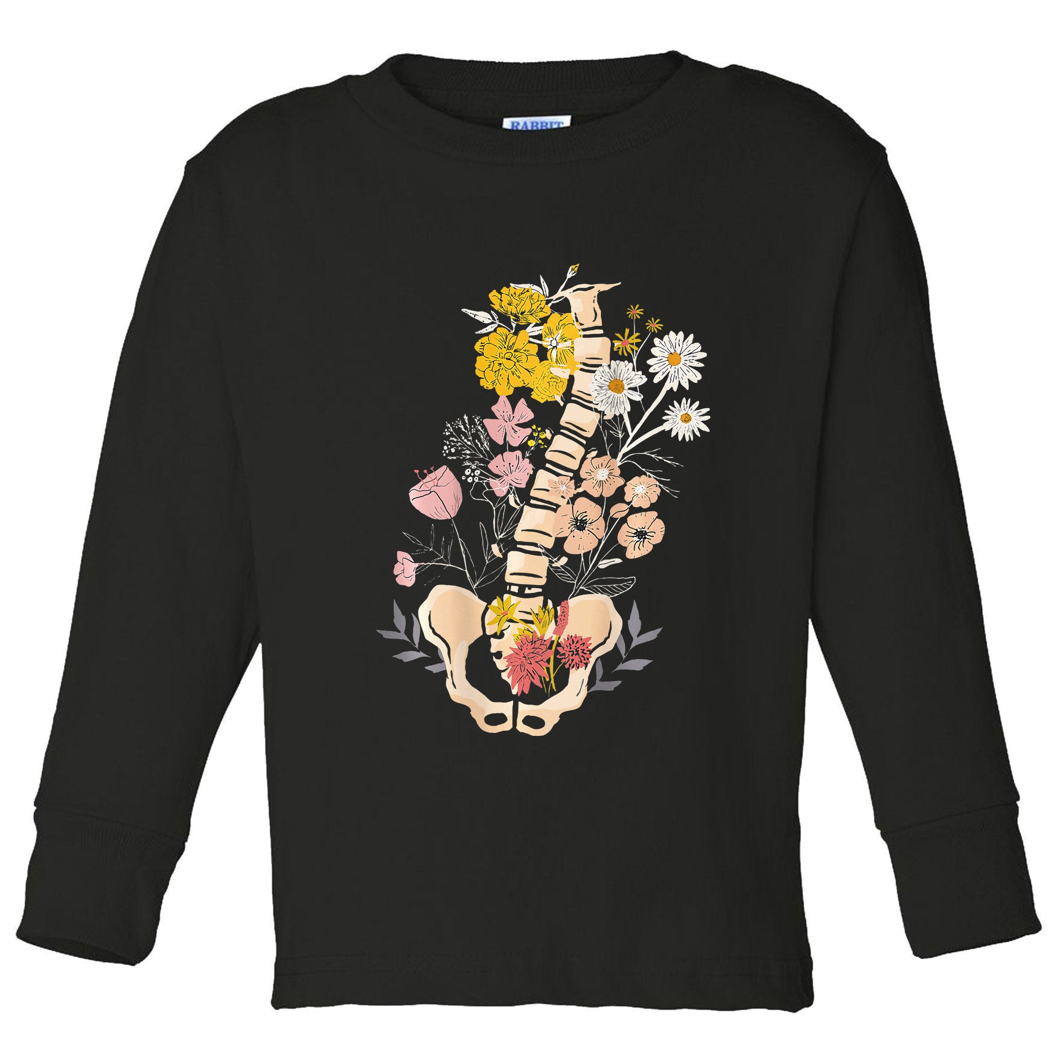 Scoliosis Awareness Spinal Fusion Back Surgery Botanical Toddler Long Sleeve Shirt