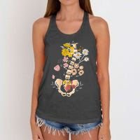 Scoliosis Awareness Spinal Fusion Back Surgery Botanical Women's Knotted Racerback Tank