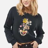 Scoliosis Awareness Spinal Fusion Back Surgery Botanical Cropped Pullover Crew