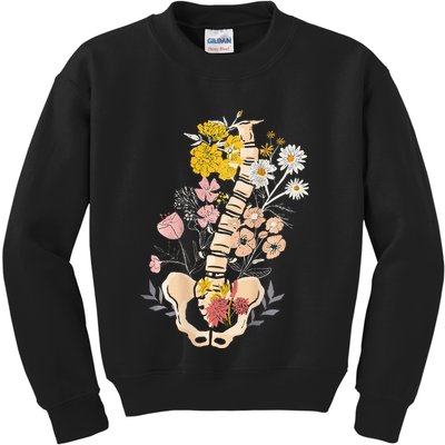Scoliosis Awareness Spinal Fusion Back Surgery Botanical Kids Sweatshirt