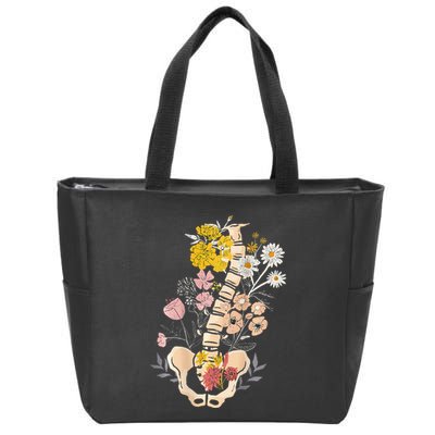 Scoliosis Awareness Spinal Fusion Back Surgery Botanical Zip Tote Bag