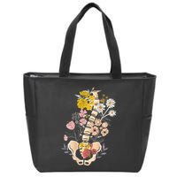 Scoliosis Awareness Spinal Fusion Back Surgery Botanical Zip Tote Bag