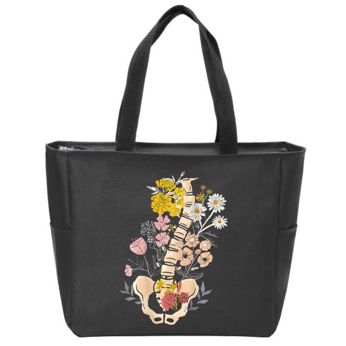 Scoliosis Awareness Spinal Fusion Back Surgery Botanical Zip Tote Bag