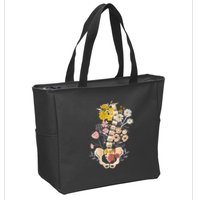 Scoliosis Awareness Spinal Fusion Back Surgery Botanical Zip Tote Bag