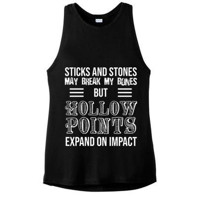 Sticks And Stones May Break My Bones But Hollow Points Expand On Impact Ladies PosiCharge Tri-Blend Wicking Tank
