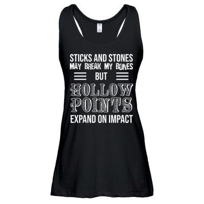 Sticks And Stones May Break My Bones But Hollow Points Expand On Impact Ladies Essential Flowy Tank
