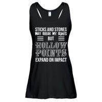 Sticks And Stones May Break My Bones But Hollow Points Expand On Impact Ladies Essential Flowy Tank