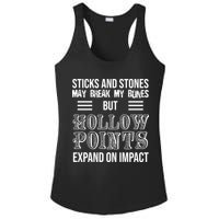Sticks And Stones May Break My Bones But Hollow Points Expand On Impact Ladies PosiCharge Competitor Racerback Tank