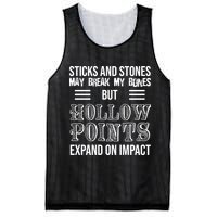 Sticks And Stones May Break My Bones But Hollow Points Expand On Impact Mesh Reversible Basketball Jersey Tank