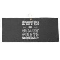 Sticks And Stones May Break My Bones But Hollow Points Expand On Impact Large Microfiber Waffle Golf Towel