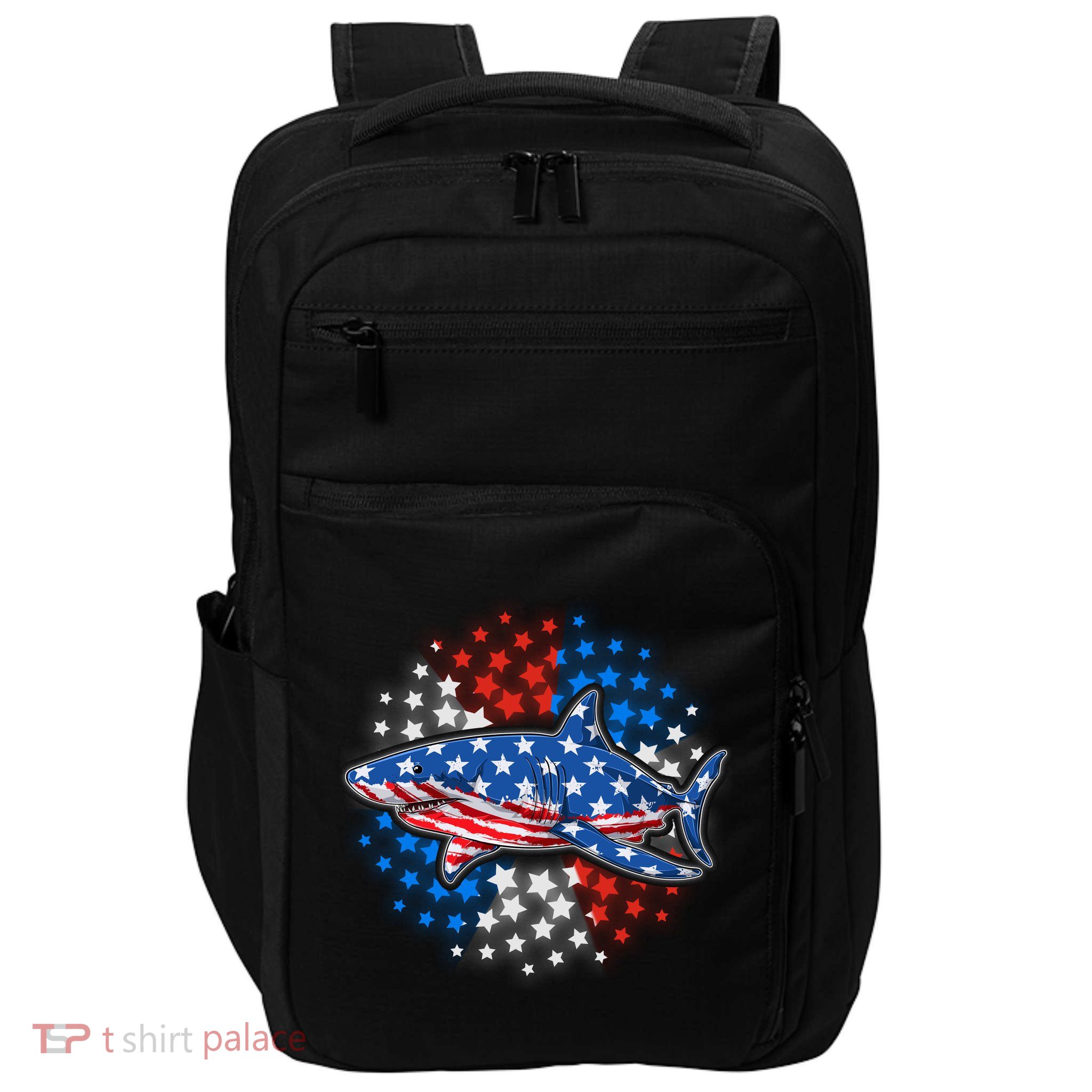 Stars And Stripes USA American Flag Shark Impact Tech Backpack